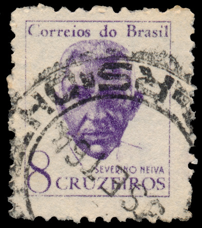BUDAPEST, HUNGARY - 20 february 2016: a stamp printed in the Brazil shows portrait of Severino Neiva, circa 1921のeditorial素材