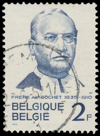 BUDAPEST, HUNGARY - 27 february 2016: a stamp printed in Belgium By showsFrere AM Goch, circa 1962のeditorial素材