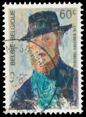 BUDAPEST, HUNGARY - 27 february 2016:  a stamp printed By Belgium shows Rik Wouters, circa 1966のeditorial素材