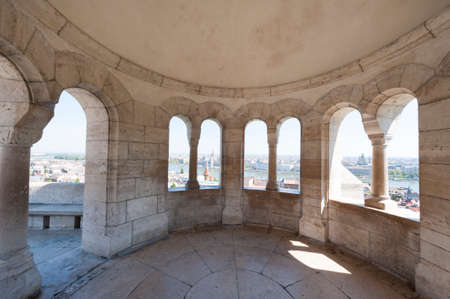 BUDAPEST, HUNGARY - APRIL 24, 2020: Fisherman's Bastion in Budapest, Hungary. Fisherman's Bastion is a panoramic viewing terrace with towers in the castle of Buda.のeditorial素材