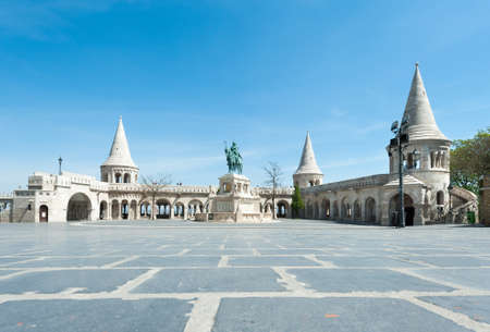 Budapest, Hungary - APRIL 24. 2020: Statue of St. Stephen King at Fisherman's bastion in Budapestのeditorial素材