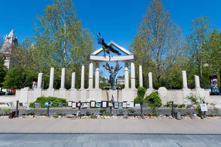Budapest, Hungary - APRIL 20 2020: Liberty square, memorial of victims of the Germany occupation of Hungary in 1944のeditorial素材
