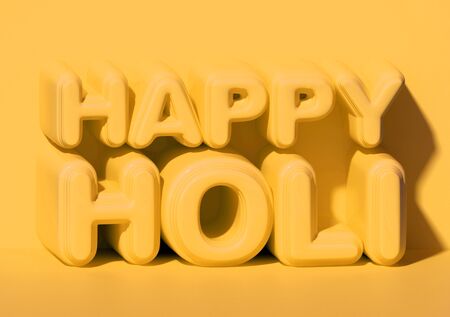 happy holi, volumetric letters isometry background, inflated, glossy and rounded. 3D renderingの写真素材