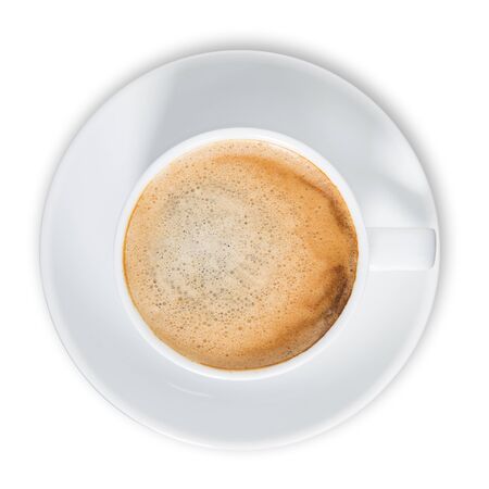 Top view of Coffee Cup filled with coffeeの写真素材