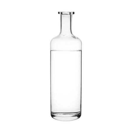 Water and transparent glass bottle on white backgroundの写真素材