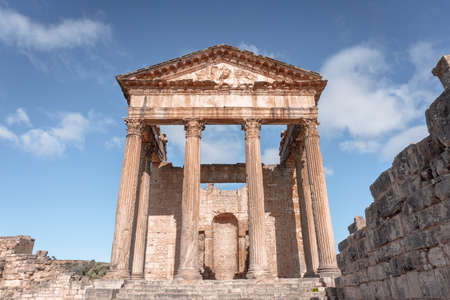 Best preserved Roman ruins in Africa. Dougga is a UNESCO World Heritage Site.のeditorial素材