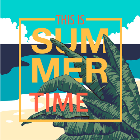 tropical collection with exotic flowers and leaves vector design isolated elements on the white, tropical flowers and palms summer banner graphic background exotic floral invitation flyerのイラスト素材