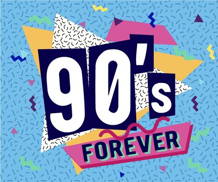 Retro party poster. Music of the nineties, vintage cassette tape and 90s style. invitation card dancing party time advertisement poster background illustration, Vector illustration in trendy 80-90s styleのイラスト素材