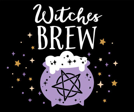 WITCHES BREW. slogan lettering typography design. graphic tees vector design illustration and other uses. wichcraftのイラスト素材