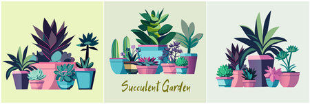 Set of floral succulent elements for your compositionsのイラスト素材