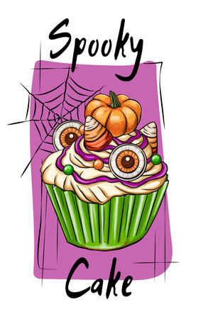 Retro groovy style coffee characters. A set of cute Halloween mascots for cafe, bakery, restaurant. Vector illustration.のイラスト素材