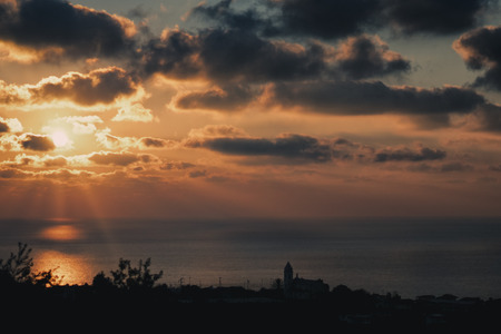 Sunset at Calabria from mountainの写真素材