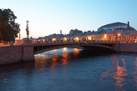 St. Petersburg's canals night, Russia, summer touristsの写真素材