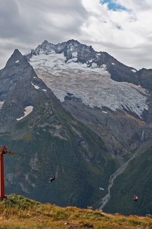 Mountain lift dombai, Russian, Caucasusの写真素材