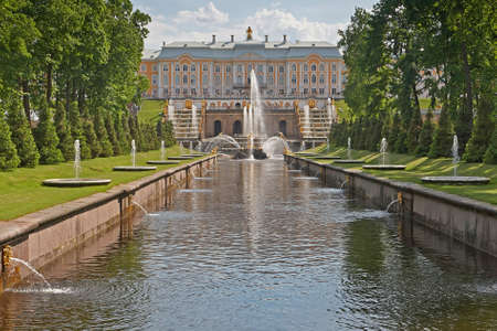 St. Petersburg, Russia - March 2: The Peterhof Grand Palace (Russian: Great Peterhof Palace) is actually a part of palaces and gardens, laid out on the orders of Peter the Great March 2, 2013.のeditorial素材