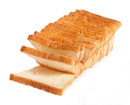 white bread on a white background, isolatedの写真素材