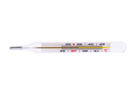 Mercury thermometer on a white background, isolated