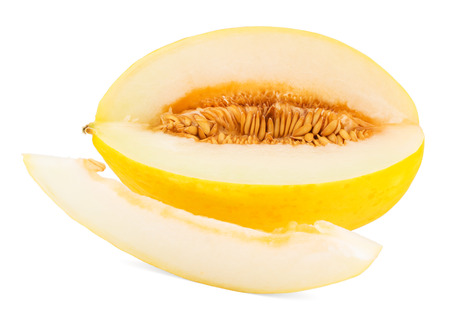 Yellow melon on a white background, isolatedの写真素材