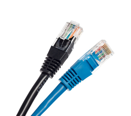 Black wire rj-45 on a white background, isolated