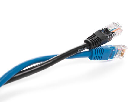 Black wire rj-45 on a white background, isolated