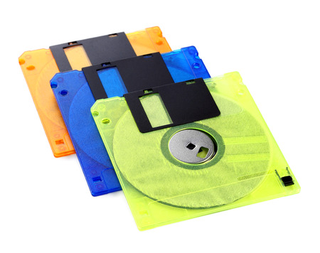 Floppy disks on a white background, close-upの写真素材