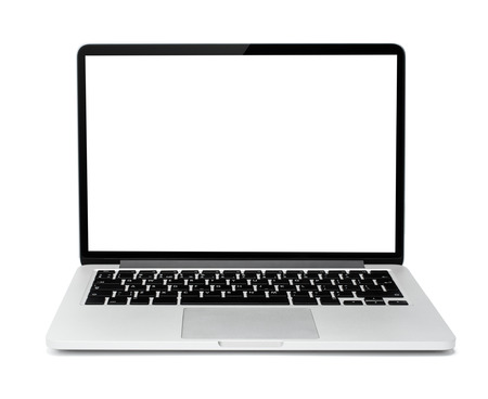 Laptop closeup on white backgroundの写真素材