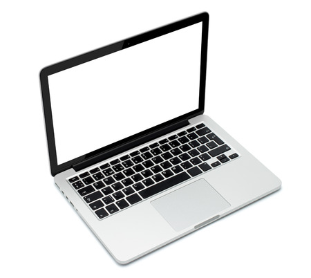 Laptop closeup on white backgroundの写真素材