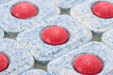 Dishwasher tablets on a white background isolateの写真素材