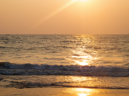 Sunset on the sea, India Goaの写真素材