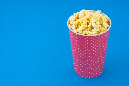 Popcorn blue backgroundの写真素材