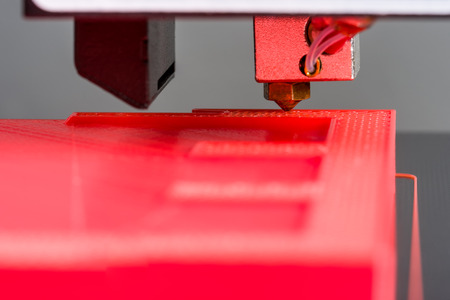3D printer close-up during printingの写真素材