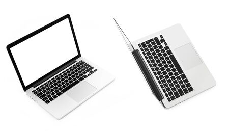Laptop on white background isolated, close-upの写真素材