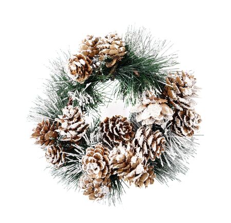 Christmas wreath isolated on white backgroundの写真素材