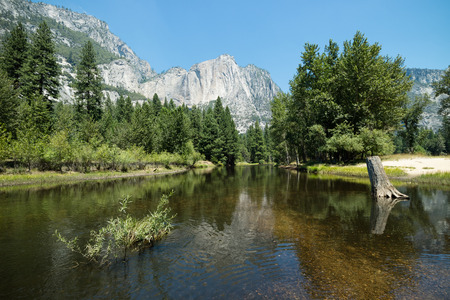 Idyllic stream in Yosemite Valley, Yosemite National Park, Summer Vacation, USAの写真素材