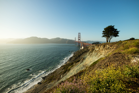 Golden Gate bridge at Sunset, San Francisco, California, USAの写真素材