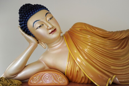 A big statue of Budhists is seen at Wat Chetawan temple in Kuala Lumpurの写真素材