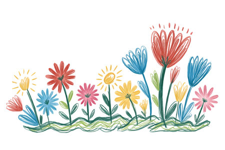 Beautiful colorful flowers in doodle style illustration.の写真素材