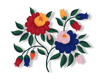 floral card with flowers and leafs decoration.の写真素材