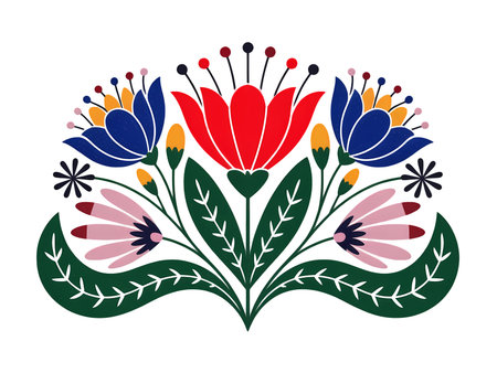 floral decoration icon image vector illustration design  blue red and orangeの写真素材