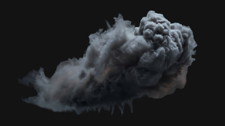 3D illustration of a cloud of smoke on a black background.