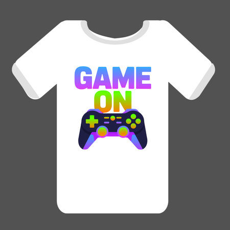 Game on t-shirt design template. Gamepad vector illustration.