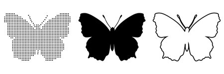 Butterfly silhouettes. Vector illustration isolated on white background.のイラスト素材