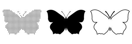 Butterfly silhouette. Vector illustration. Isolated on white background.のイラスト素材