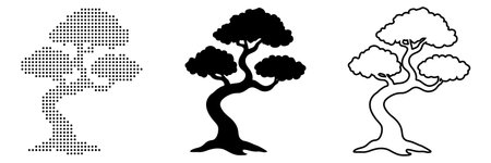 Silhouette of a tree on a white background. Vector illustrationのイラスト素材