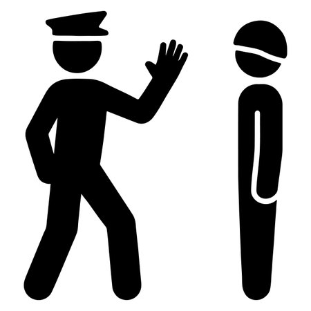 Policeman and Policeman vector icon. Flat black symbol. Pictogram is isolated on a white background. Designed for web and software interfaces.のイラスト素材