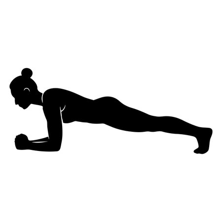 Woman performing a forearm plank exercise for core strength and stabilityのイラスト素材