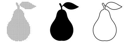 Set of pear icons. Isolated on white background. Vector illustration.のイラスト素材