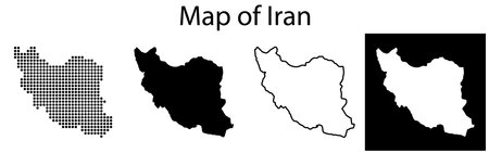 Various stylized representations of the map of iran illustrating its distinct geographical shape