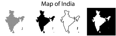 Multiple visual styles of the map of india displayed for geographical illustration