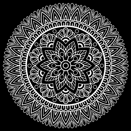 Black and white mandala pattern.のイラスト素材